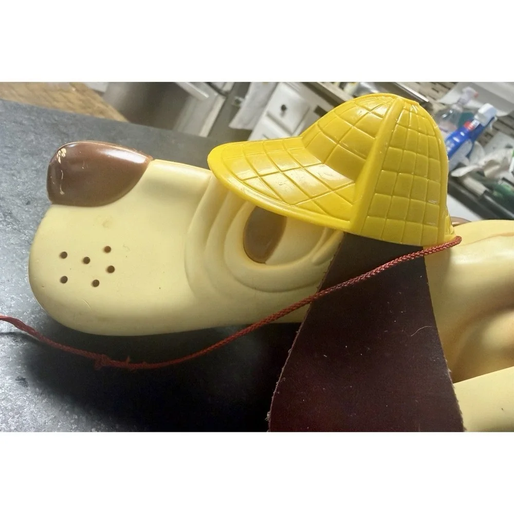 Vintage 1974 Hasbro Romper Room Digger Dog Pull Toy W/Original String-Works